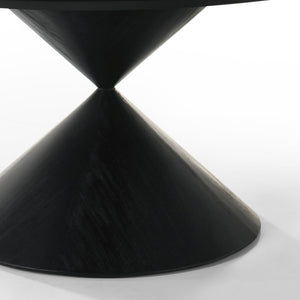 English Elm Honorio Round Veneer Dining Table Ebony Pedestal Base Seats Six in Style B2749S00252