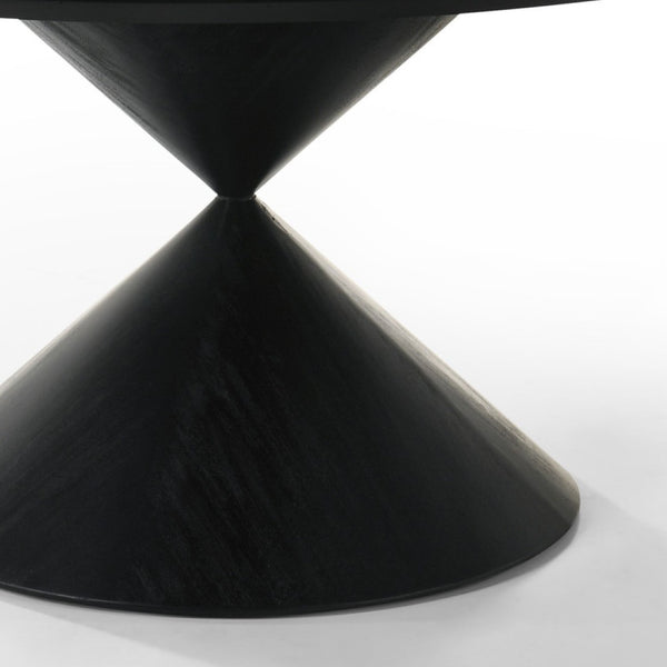 English Elm Honorio Round Veneer Dining Table Ebony Pedestal Base Seats Six in Style B2749S00252