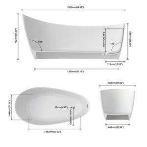 English Elm 65" Freestanding Soaking Bathtub Matte Black Stone Resin with Integrated Acrylic Shelf T3785P490215
