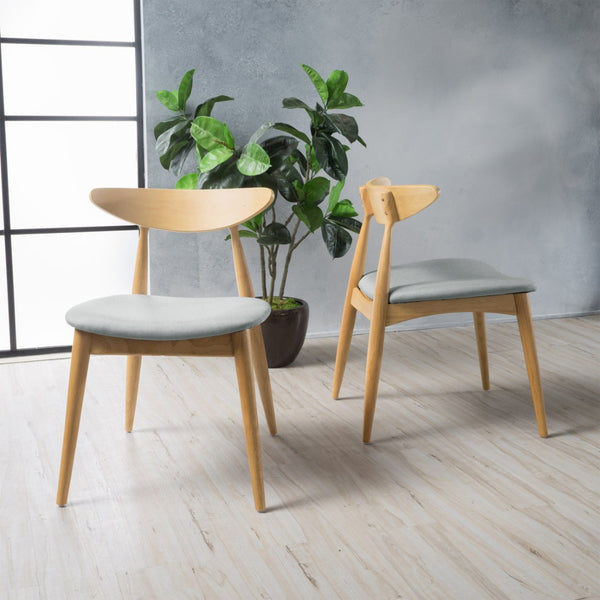 English Elm 5-piece Mid-century Rubberwood Dining Set with Upholstered Chairs for Kitchen or Room Beige+Natural,White Oak N759S003002B