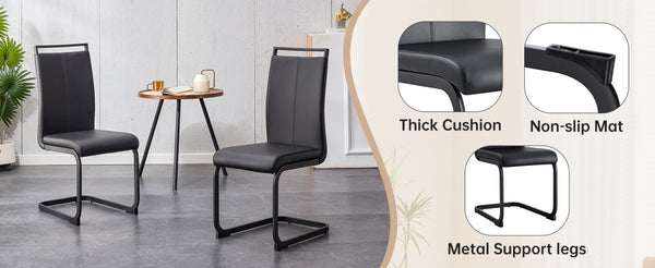 English Elm Black Faux Wood Grain Mdf Rectangular Dining Set with Six Arched Leg Pu Chairs W1151S04365
