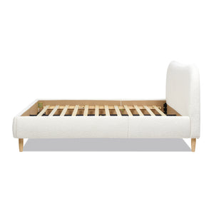 English Elm Jennifer Taylor Home - Roman Curved Headboard Queen Platform Bed In Ivory White Boucle – Cozy, Stylish, And Durable Design B2719P238210