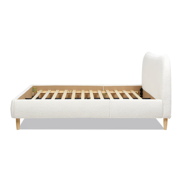 English Elm Jennifer Taylor Home - Roman Curved Headboard Queen Platform Bed In Ivory White Boucle – Cozy, Stylish, And Durable Design B2719P238210