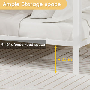 English Elm Multi-Functional Square Tube Iron Bunk Bed with Dual Ladders, Sturdy Space-Saving Frame for Rooms White W1935P360920