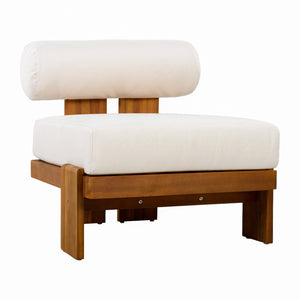 English Elm Patio Acacia Wood Club Chairs Set of 2 with Round Cushions for Outdoor Seating N776P387846B