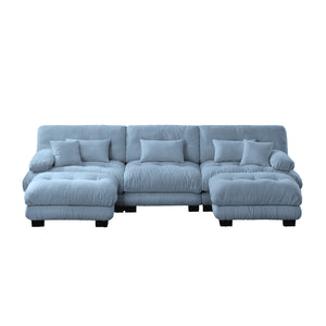 English Elm Luxury Modular Sectional Sofa - Oversized U-Shaped Cloud Couch With Ottomans For Stylish Living Rooms W714S01084