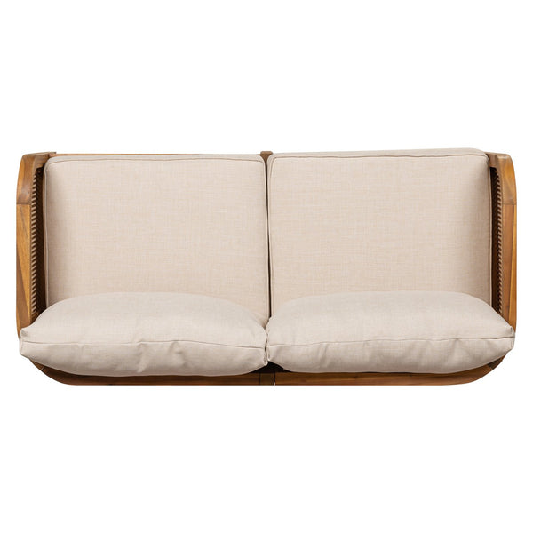 English Elm Christopher Knight Home® - Kirkby Outdoor Cushioned Sofa - Rustic Wicker & Acacia Wood Loveseat For Stylish Patios & Decks N775P265895T