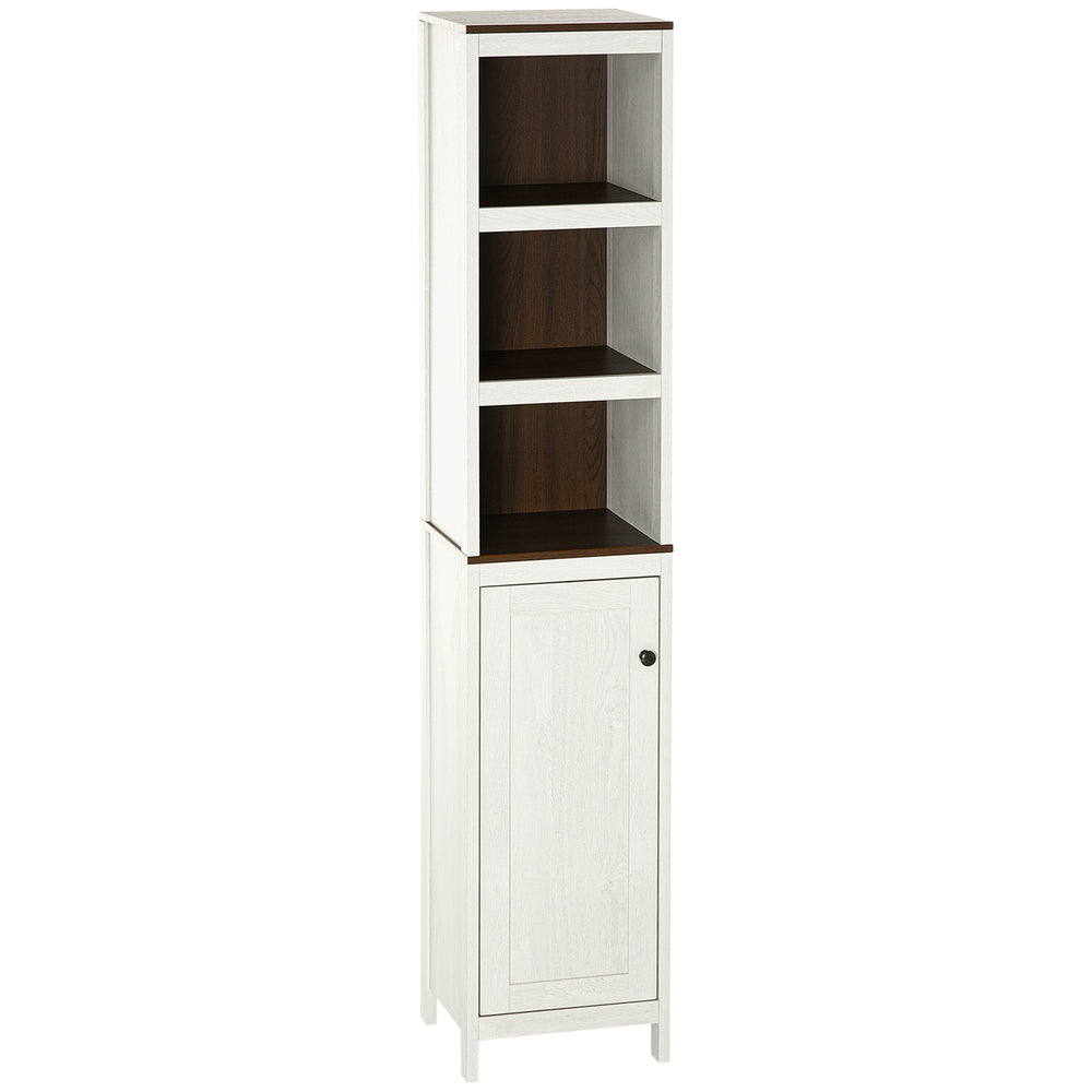 English Elm Kleankin Tall Bathroom Storage Cabinet - Stylish Freestanding Tower With 3 Shelves, Antique White Finish W2225P217004