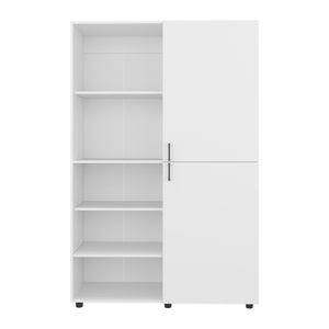 English Elm Eco Tall One-Door Armoire 72" Freestanding Wardrobe with Hanging Rod & Hidden Shelves, Slim White Elegance B200S00427