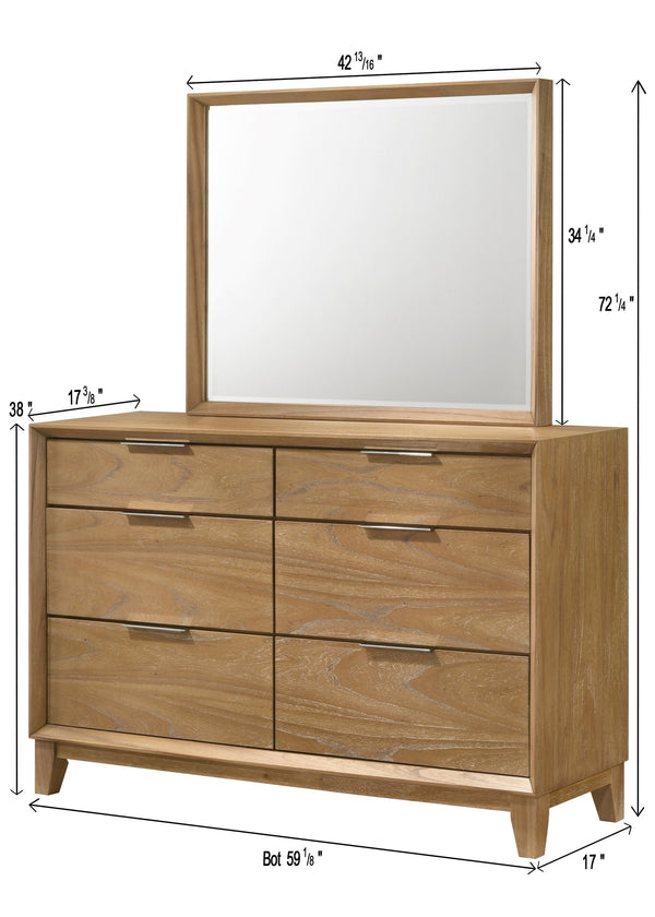 English Elm 1pc Modern 4-Drawer Tall Storage Chest in Mist Finish — Sleek Bedroom Organizer with Spacious Drawers Natural Wood 20.1 L x 62.4 W x 37.6 H B2741P404880