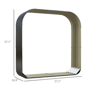 English Elm Outsunny Galvanized Steel Outdoor Firewood Rack with Cover Ventilated Log Storage W2225P229641