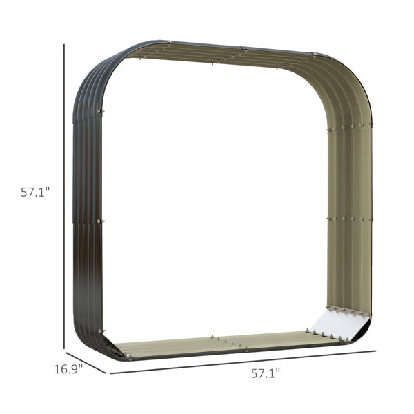 English Elm Outsunny Galvanized Steel Outdoor Firewood Rack with Cover Ventilated Log Storage W2225P229641