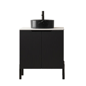 English Elm Dina Floating Bathroom Vanity with Sintered Stone Top and Crystal Glass Basin W2615S00659