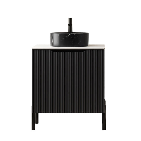 English Elm Dina Floating Bathroom Vanity with Sintered Stone Top and Crystal Glass Basin W2615S00659