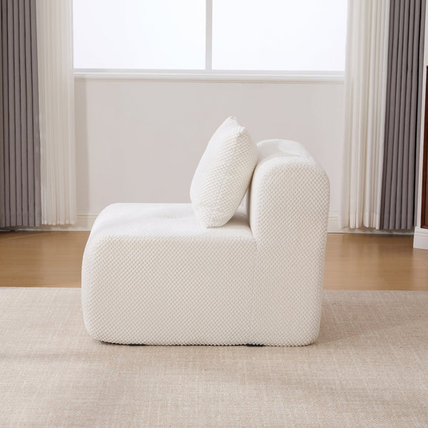 English Elm 31" Modular Cloud Armless Accent Chair with Ottoman Set — Plush Tufted Lounge Sofa, Pocket-Spring Comfort Ivory W3118P371708