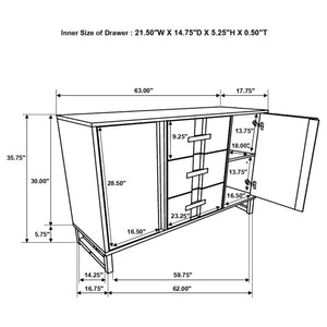 English Elm Glenmoor Rustic Dark Grey 3-Drawer Server with 2 Cabinets, Felt-Lined Drawers & Adjustable Shelves for Stylish Storage and Entertaining (63" W) B062P358299