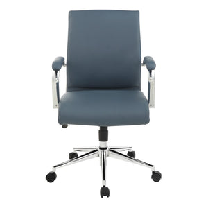OSP Home Furnishings Mid Back Ergonomic Office Chair with Antimicrobial Fabric Chrome Arms and Lumbar Support Blue 920351C-R105