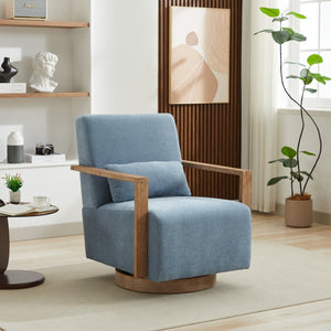 English Elm 29.13"w Boucle Swivel Accent Chair Open Back 360 Rotation Modern Lounge Seating Blue W3188P417950