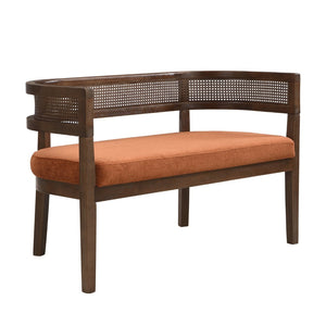 English Elm 47.5" Hand-woven Rattan Loveseat with Open Weave Back and Cushioned Two-seat Comfort N771P381036C