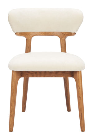 Cedar Dining Chair Set of 2 - Modern White & Walnut Design with Premium Fabric & Solid Wood