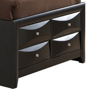 English Elm Modern Twin Storage Bed Black - Sleek Particle Board Frame, Built-In Drawers, Sturdy Durable Design for Compact Bedrooms B078S00167