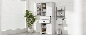 English Elm [video] Floor to Ceiling Matte Storage Cabinet with Drawers Shelves and Adjustable Interior White N759P407762K