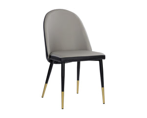 Sunpan Kline Modern Dining Chair with Smooth Curves, Faux Leather Upholstery, and Elegant Gold-Capped Legs Dillon Stratus / Dillon Black