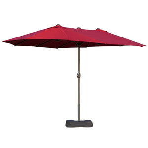 English Elm Outsunny 15' Double-Sided Patio Umbrella - Stylish Wine Red Shade With Easy Crank & Durable Steel Frame W2225P174266-GIGA