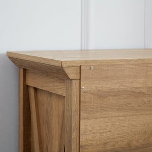 English Elm 6 Drawer Dresser Oak Finish Tall Chest with Silent Metal Rails, Modern Handles, Spacious Storage W2275P206605