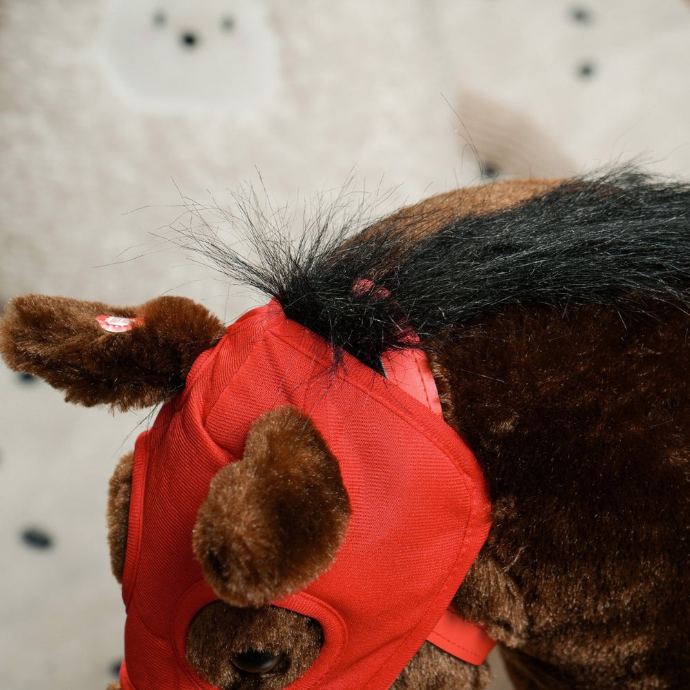 English Elm Qaba Plush Ride on Pony Toy with Saddle Stirrups and Neighing Sound for Kids W2225P249772