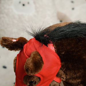 English Elm Qaba Plush Ride on Pony Toy with Saddle Stirrups and Neighing Sound for Kids W2225P249772