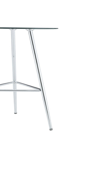 English Elm 36 Inch Round Glass Top Bar Table Chrome Tripod Base Modern Bistro Pub Style W3493P452043