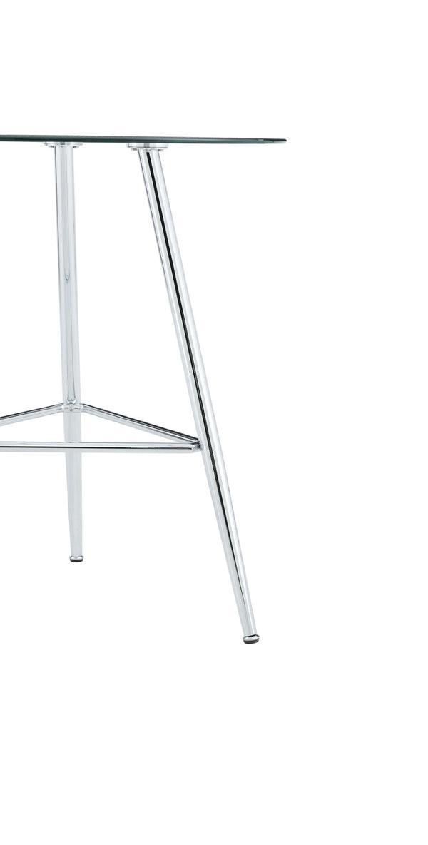 English Elm 36 Inch Round Glass Top Bar Table Chrome Tripod Base Modern Bistro Pub Style W3493P452043
