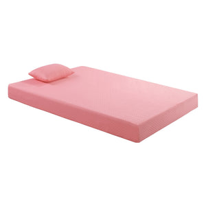 English Elm 7inch Gel-Infused Charcoal Memory Foam Full Mattress & Pillow Set Pink Breathable Fabric, Cooling Support B011P213351