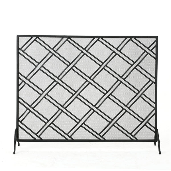 English Elm Christopher Knight Home® - FIRE Iron Fireplace Screen with Durable Mesh Guard and Stable Frame for Safety and Classic Hearth Appeal Black 61129.00BLK