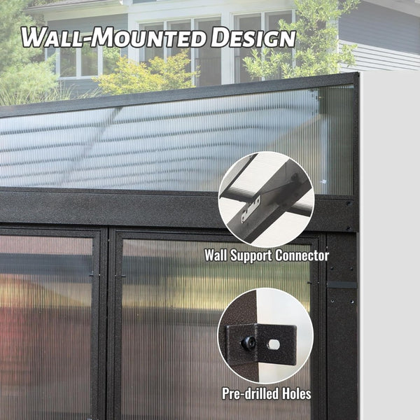 English Elm 12x16ft Aluminum Lean to Solarium All Season Enclosed Patio Room with Sliding Doors W1859P471238