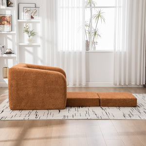 English Elm 40" Chenille Cloud Floor Chair Convertible Sleeper Sofa Lounge for Dorm Apartment Bedroom Orange W3118P388896