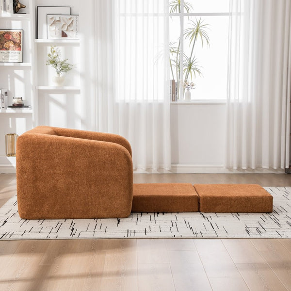 English Elm 40" Chenille Cloud Floor Chair Convertible Sleeper Sofa Lounge for Dorm Apartment Bedroom Orange W3118P388896