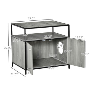 English Elm Pawhut Stylish Wooden Cat Litter Box Enclosure, Multi-Functional End Table With Storage & Privacy W2225P217306-GIGA