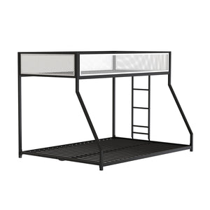 English Elm Contemporary Twin-Over-Full Metal Bunk Bed with Attached Ladder, Durable Industrial Frame, Guest-Ready Design Matte Black,Matte White 81 L x 15 W x 7 H B2741P391250