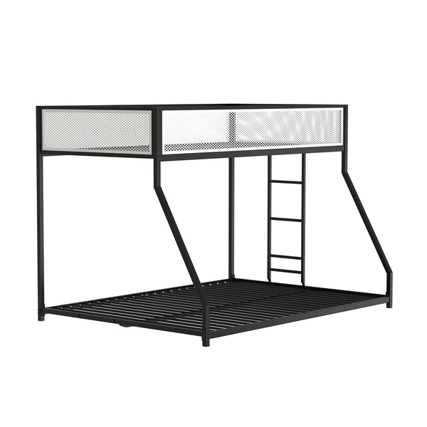 English Elm Contemporary Twin-Over-Full Metal Bunk Bed with Attached Ladder, Durable Industrial Frame, Guest-Ready Design Matte Black,Matte White 81 L x 15 W x 7 H B2741P391250