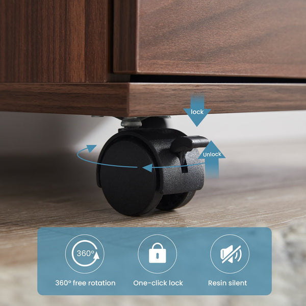 English Elm 3-Drawer Mobile Filing Cabinet with Lockable Casters, Durable Waterproof Wood Grain Organizer for Office Brown T3623P380703