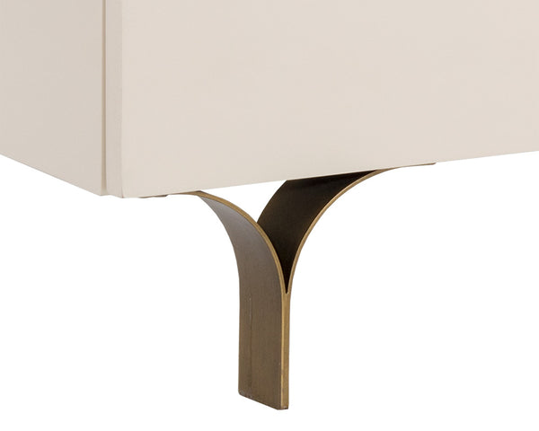 Sunpan Celine Dresser - Elegant Rubberwood Design with Antique Brass Feet for a Stunning Bedroom Upgrade Cream