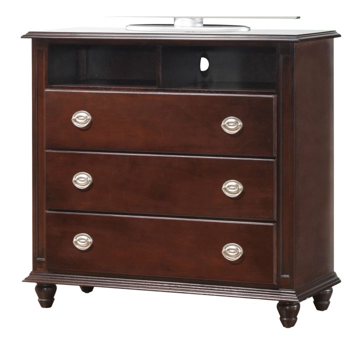 English Elm Elegant Cappuccino Media Storage Chest with Spacious Drawers, Ready-to-Use 41"H x 44"W x 18"D Finish B078108349