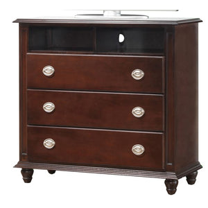 English Elm Elegant Cappuccino Media Storage Chest with Spacious Drawers, Ready-to-Use 41"H x 44"W x 18"D Finish B078108349