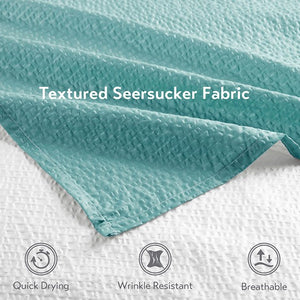 English Elm Ombre Seersucker Shower Curtain Aqua 72x72 – Lightweight Embossed Texture, Machine Washable Elegance B035P268152