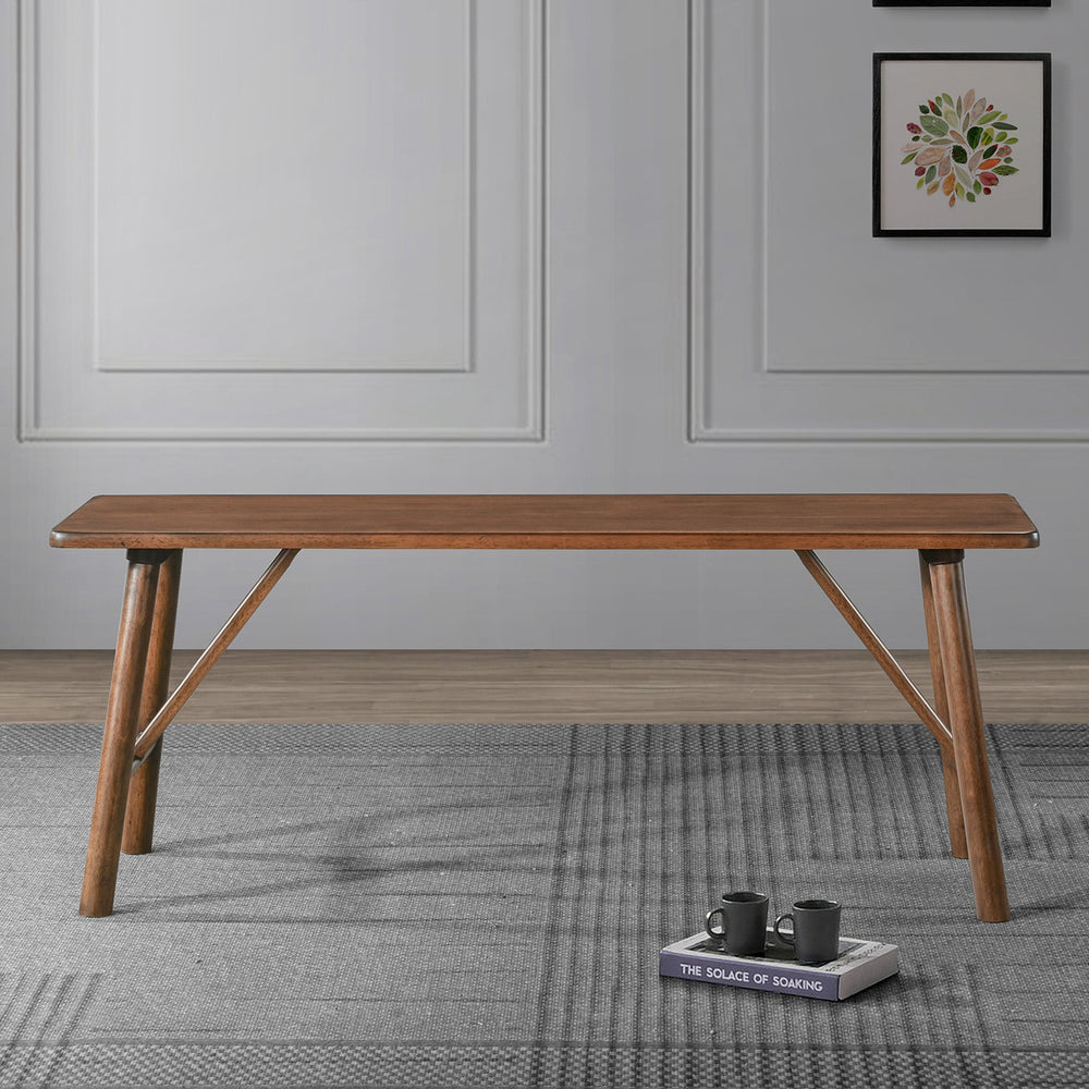 English Elm Ashcroft Furniture - Versatile Solid Wood Molly Bench Walnut Brown – Mid-Century Design, Durable Rubberwood, Entryway Seat B183P232011