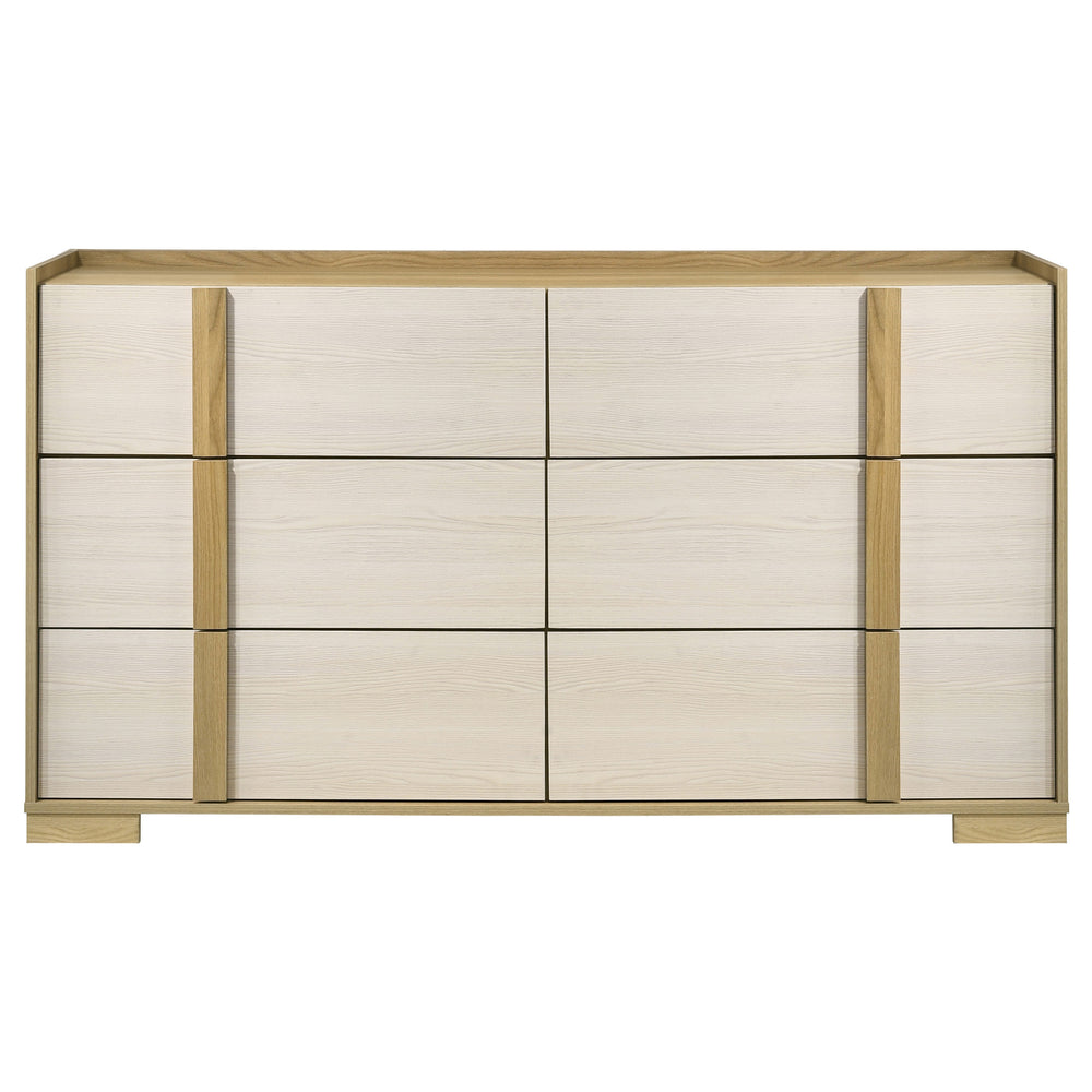 English Elm Lincoln 6-Drawer Dresser - Modern Two-Tone Design With Natural Wood Trim For Stylish Bedroom Storage B062P378411