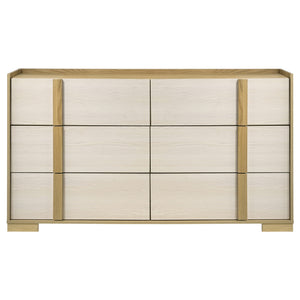 English Elm Lincoln 6-Drawer Dresser - Modern Two-Tone Design With Natural Wood Trim For Stylish Bedroom Storage B062P378411