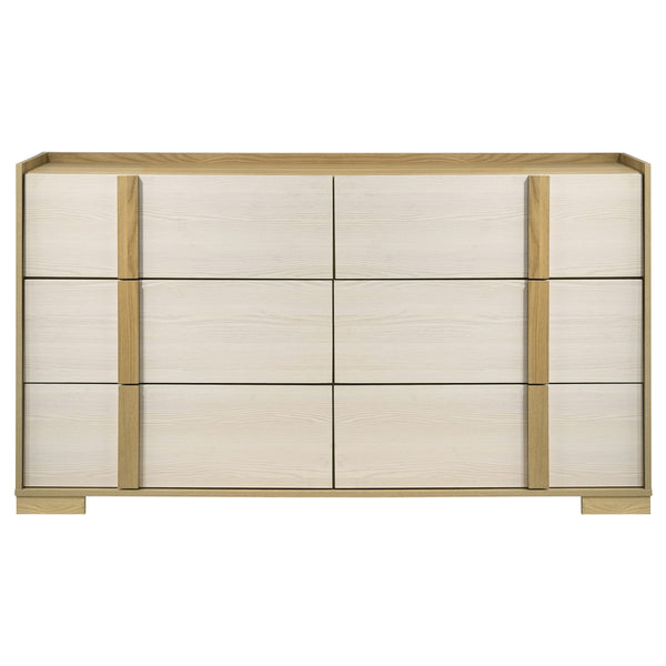 English Elm Lincoln 6-Drawer Dresser - Modern Two-Tone Design With Natural Wood Trim For Stylish Bedroom Storage B062P378411